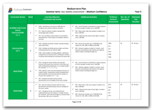 Year 5 Medium Term Planning for Summer Term with Medium Confidence Assessment Schedule download