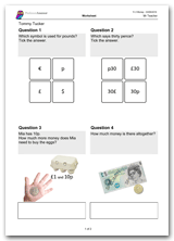 Key Stage 1, Year 2 Maths Money Worksheet Download