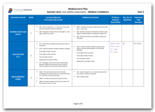 Year 2 Medium Term Planning for Summer Term with Medium Confidence Assessment Schedule download