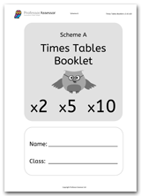 Times Tables Scheme A Booklet Free Download for the 2, 5 and 10 Times Tables