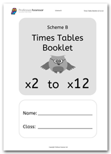 Times Tables Scheme B Booklet Free Download for the 2 to 12 Times Tables