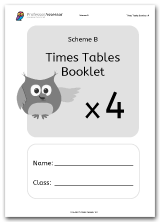 Times Tables Scheme B Booklet Free Download for the 4 Times Table